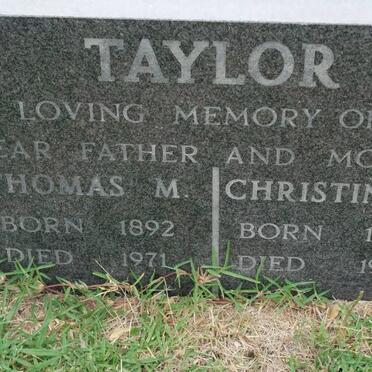 TAYLOR Thomas M. 1892-1971 &amp; Christina E. 1897-1978