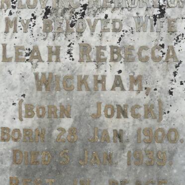 WICKHAM Leah Rebecca born JONCK 1900-1939
