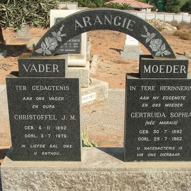 ARANGIE Christoffel J.M. 1892-1976 &amp; Gertruida Sophia MARAIS 1892-1962