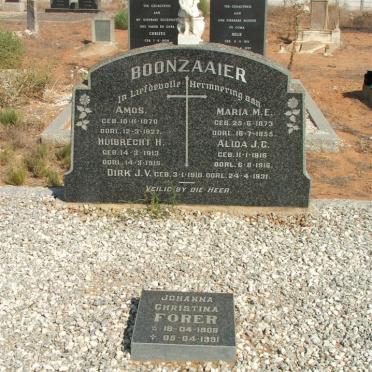 BOONZAAIER Amos 1870-1927 &amp; Maria M.E. 1873-1955 