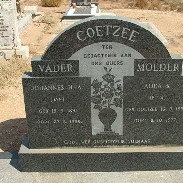 COETZEE Johannes H.A. 1891-1959 &amp; Aletta R. COETZEE 1898-1977