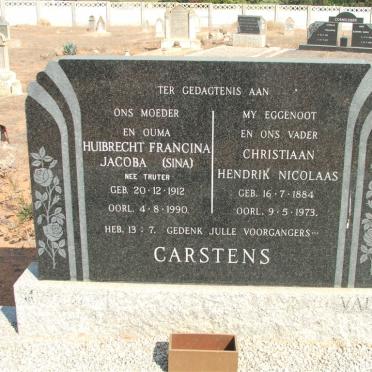 CARSTENS Christiaan Hendrik Nicolaas 1884-1973 &amp; Huibrecht Francina Jacoba TRUTER 1912-1990