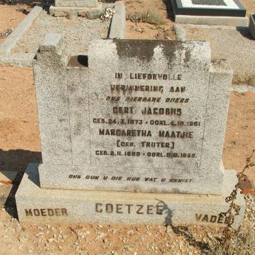 COETZEE Gert Jacobus 1873-1961 &amp; Margaretha Maatjie TRUTER 1880-1958