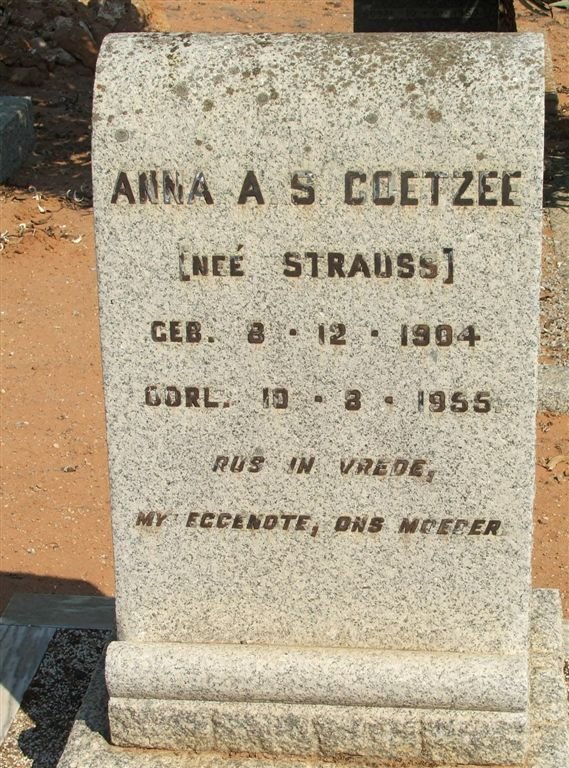 COETZEE Anna A.S. nee STRAUSS 1904-1955