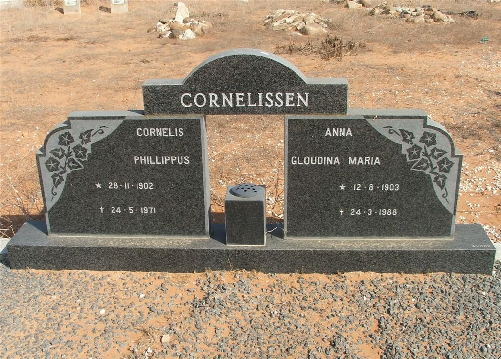 CORNELISSEN Cornelis Phillippus 1902-1971 &amp; Anna Gloudina Maria 1903-1988