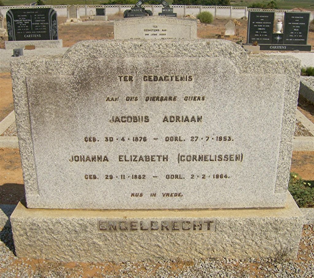 ENGELBRECHT Jacobus Adriaan 1876-1953 &amp; Johanna Elizabeth CORNELISSEN 1882-1964