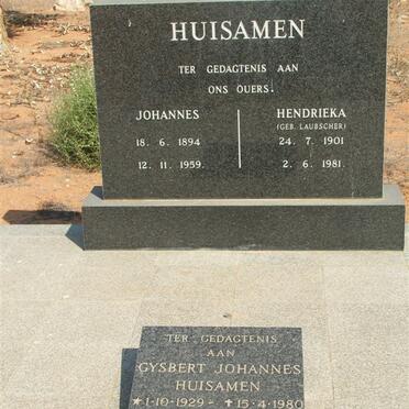 HUISAMEN Johannes 1894-1959 &amp; Hendrieka LAUBSCHER 1901-1981 :: HUISAMEN Gysbert Johannes 1929-1980
