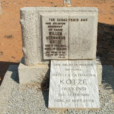 KOTZÉ Willem Hermanus 1906-1961 &amp; Isabella Catharina WICKENS 1910-2002