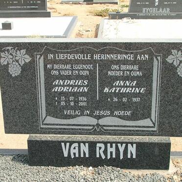 RHYN Andries Adriaan, van 1936-2001 &amp; Anna Kathrine 1937-