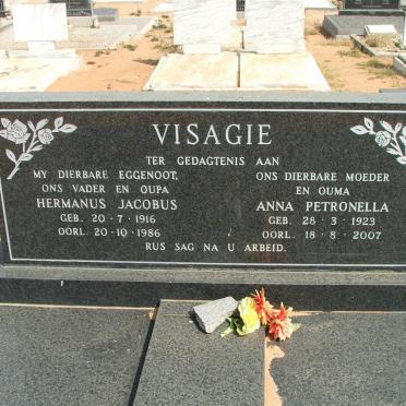 VISAGIE Hermanus Jacobus 1916-1986 &amp; Anna Petronella 1923-2007