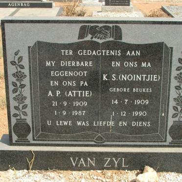 ZYL A.P., van 1909-1987 &amp; K.S. BEUKES 1909-1990
