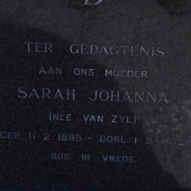BAARD Sarah Johanna nee VAN ZYL 1895-1972