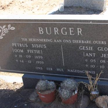 BURGER Petrus Sisius 1899-1959 &amp; Gesie Gloudina 1909-1987 