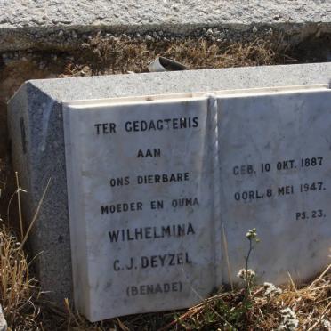 DEYZEL Wilhelmina C.J. nee BENADE 1887-1947