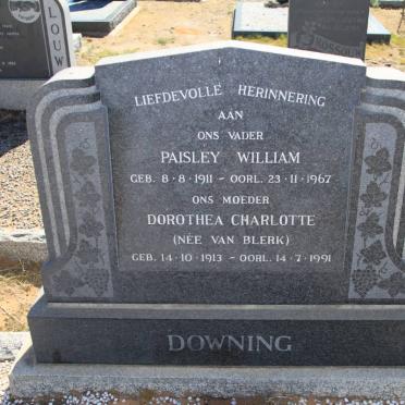 DOWNING Paisley William 1911-1967 &amp; Dorothea Charlotte VAN BLERK 1913-1991