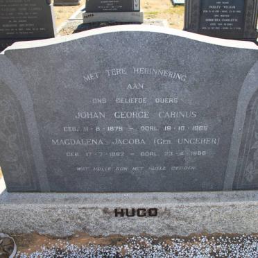 HUGO Johan George Carinus 1879-1966 &amp; Magdalena Jacoba UNGERER 1882-1966
