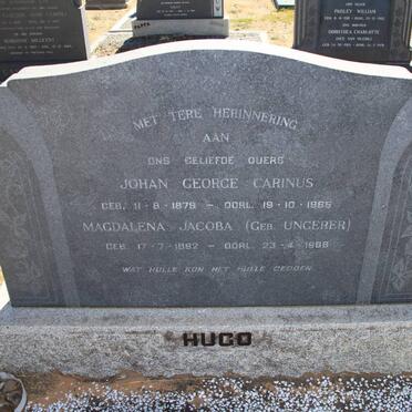 HUGO Johan George Carinus 1879-1966 &amp; Magdalena Jacoba UNGERER 1882-1966