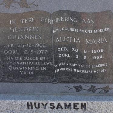 HUYSAMEN Hendrik Johannes 1902-1977 &amp; Aletta Maria 1909-1964