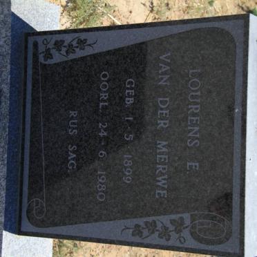 MERWE Lourens E., van der 1899-1980