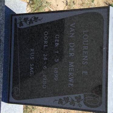 MERWE Lourens E., van der 1899-1980