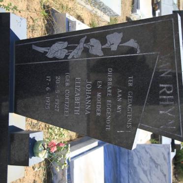 RHYN Johanna Elizabeth, van nee COETZEE 1927-1975