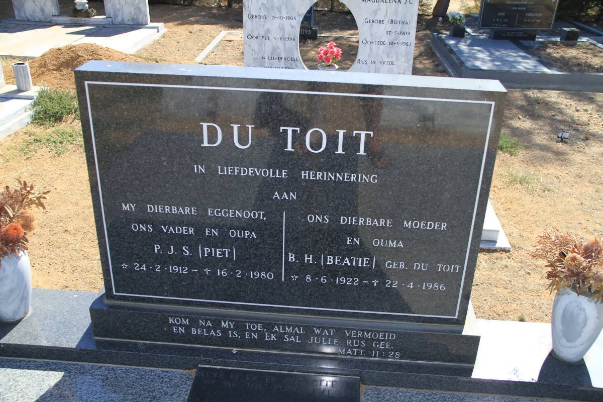 TOIT P.J.S., du 1912-1980 &amp; B.H. DU TOIT 1922-1986