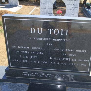TOIT P.J.S., du 1912-1980 &amp; B.H. DU TOIT 1922-1986