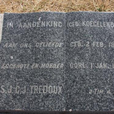 TREDOUX S.J.C.J. nee KOEGELENBERG 1895-1955