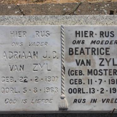 ZYL Adriaan J.C., van 1907-1963 &amp; Beatrice A. MOSTERT 1910-1960