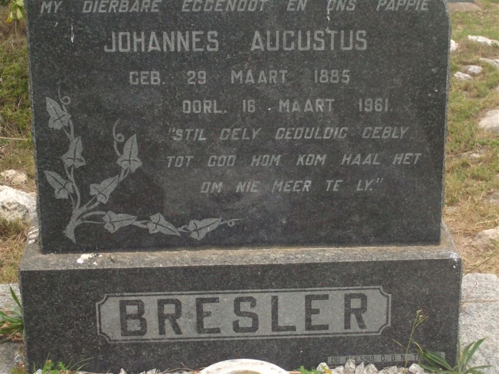 BRESLER Johannes Augustus 1885-1961