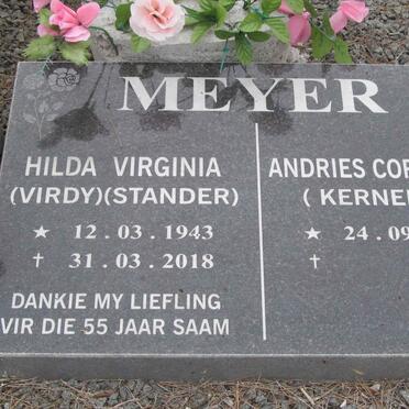 MEYER Andries Cornelius 1941- &amp; Hilda Virginia STANDER 1943-2018