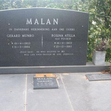 MALAN Gerard Munro 1903-1984 &amp; Rosina Atilla FOURIE 1903-1983