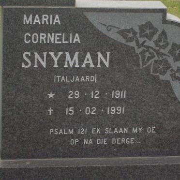 SNYMAN Maria Cornelia nee TALJAARD 1911-1991