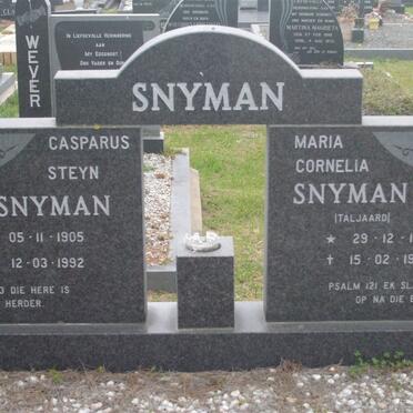 SNYMAN Casparus Steyn 1905-1992 &amp; Maria Cornelia TALJAARD 1911-1991 