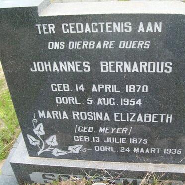 SCHOEMAN Johannes Bernardus 1870-1954 &amp; Maria Rosina Elizabeth MEYER 1875-1935