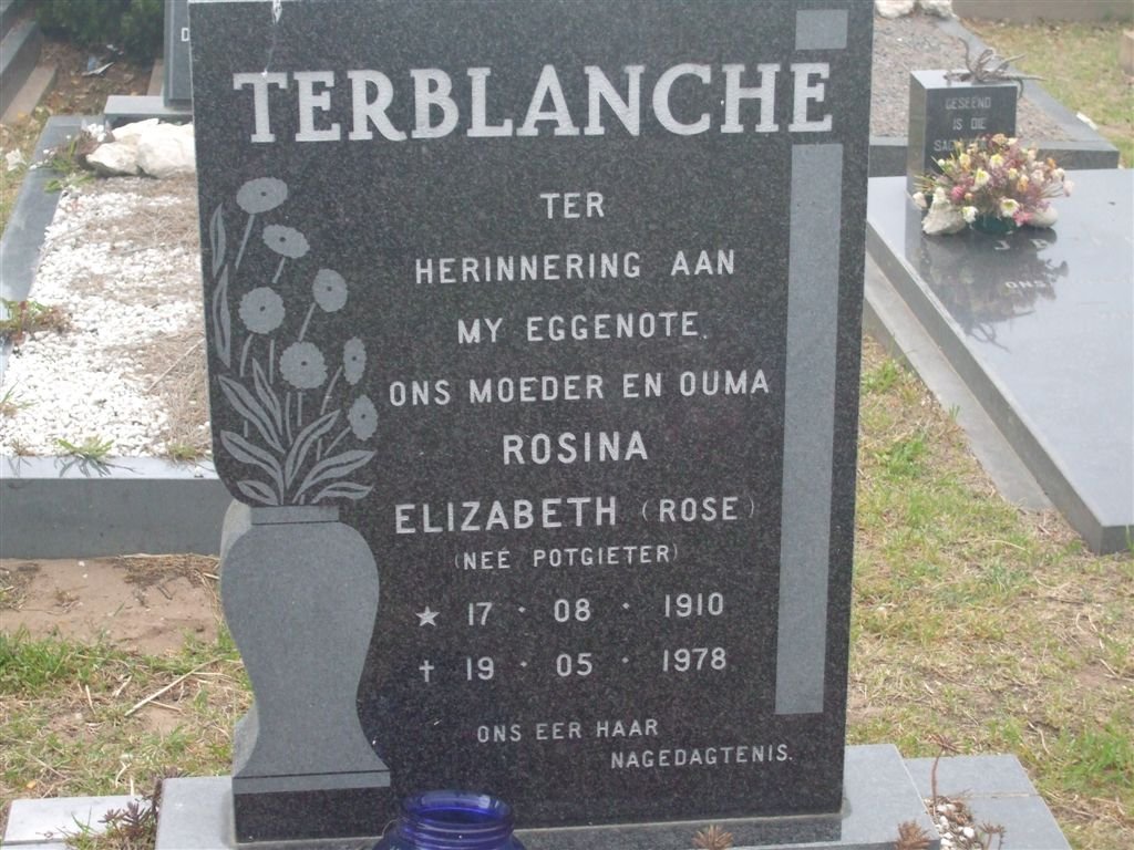 TERBLANCHE Rosina Elizabeth nee POTGIETER 1910-1978