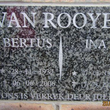ROOYEN Bertus, van 1937-2006 &amp; Ina 1937-2014