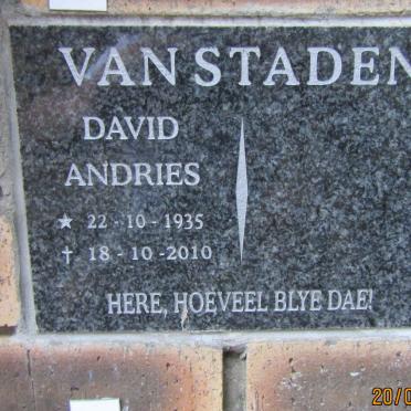 STADEN David Andries, van 1935-2010