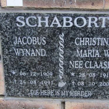SCHABORT Jacobus Wynand 1909-1991 &amp; Christina Maria W. CLAASEN 1915-2007