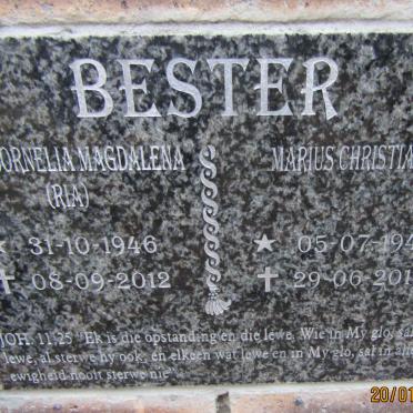 BESTER Marius Christiaan 1946-2014 &amp; Maria Cornelia Magdalena 1946-2012