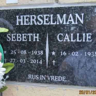 HERSELMAN Callie 1938- &amp; Sebeth 1938-2014