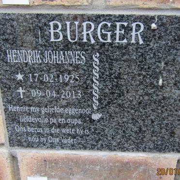 BURGER Hendrik Johannes 1925-2013