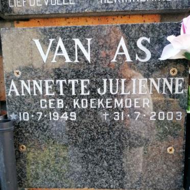 AS Annette Julienne, van nee KOEKEMOER 1949-2003