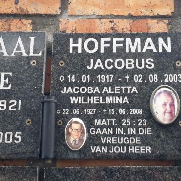 HOFFMAN Jacobus 1917-2003 &amp; Jacoba Aletta Wilhelmina 1927-2008