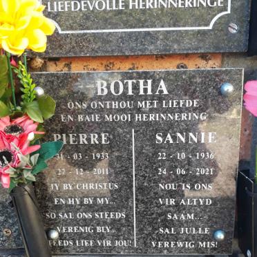 BOTHA Pierre 1933-2011 &amp; Sannie 1936-2021