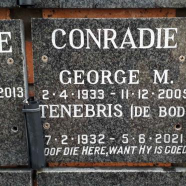 CONRADIE George M. 1933-2005 &amp; Tenebris DE BOD 1932-2021
