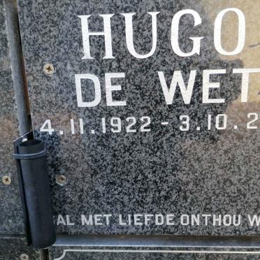 HUGO De Wet 1922-2012