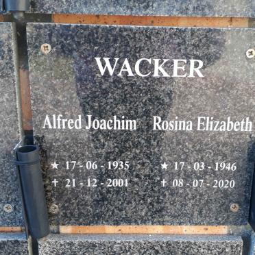 WACKER Alfred Joachim 1935-2001 &amp; Rosina Elizabeth 1946-2020