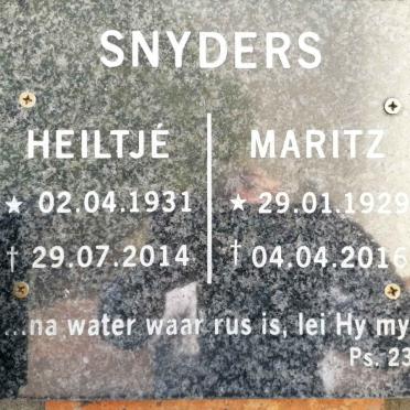 SNYDERS Maritz 1929-2016 &amp; Heiltje 1931-2014