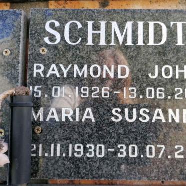 SCHMIDT Raymond John 1926-2017 &amp; Maria Susanna 1930-2019